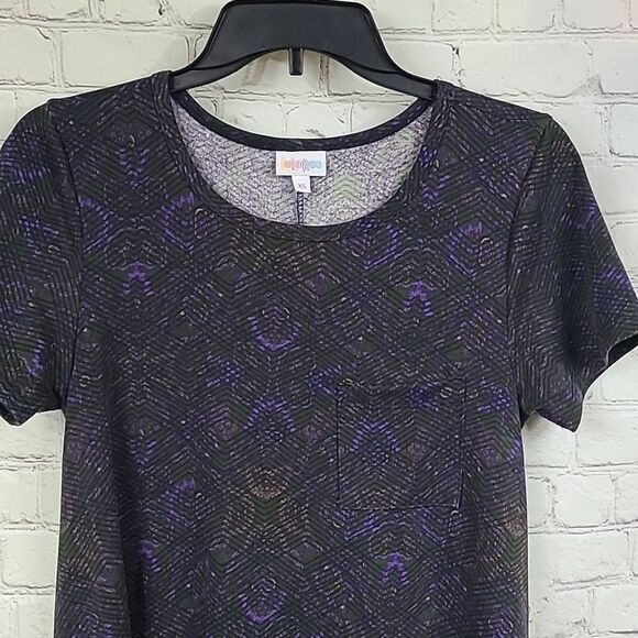 LuLaRoe Carly Dress XS (2/4) Green Diamonds Soft Knit Swing Midi Pocket Hi-Low - Picture 3 of 9